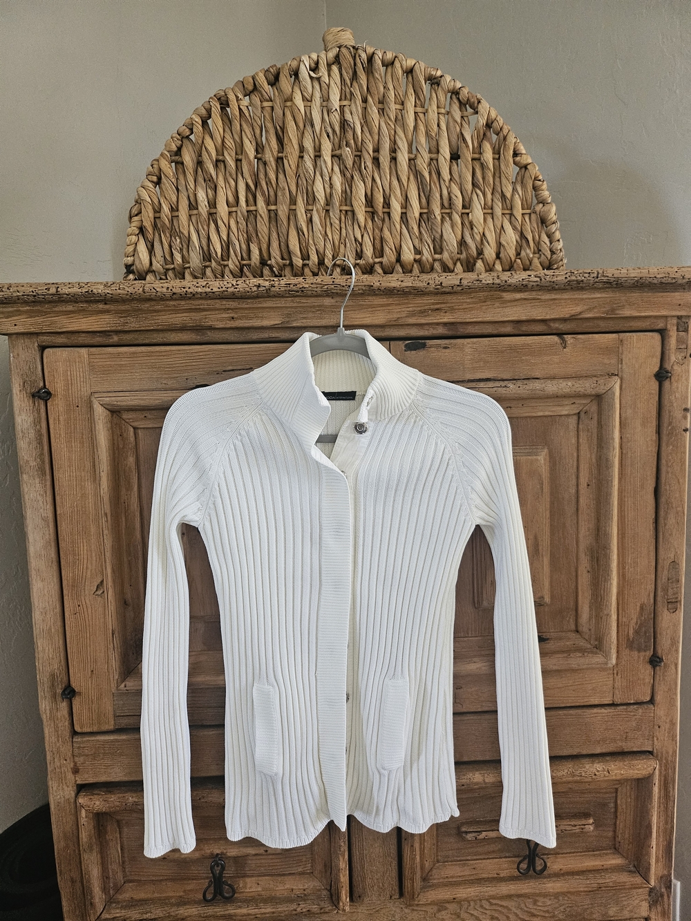 Moda International Off-White Ribbed Snap Button Cardigan - XS - Picture 2 of 8